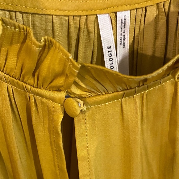 Anthropologie Mustard Ruffled Blouse - Picture 2 of 3